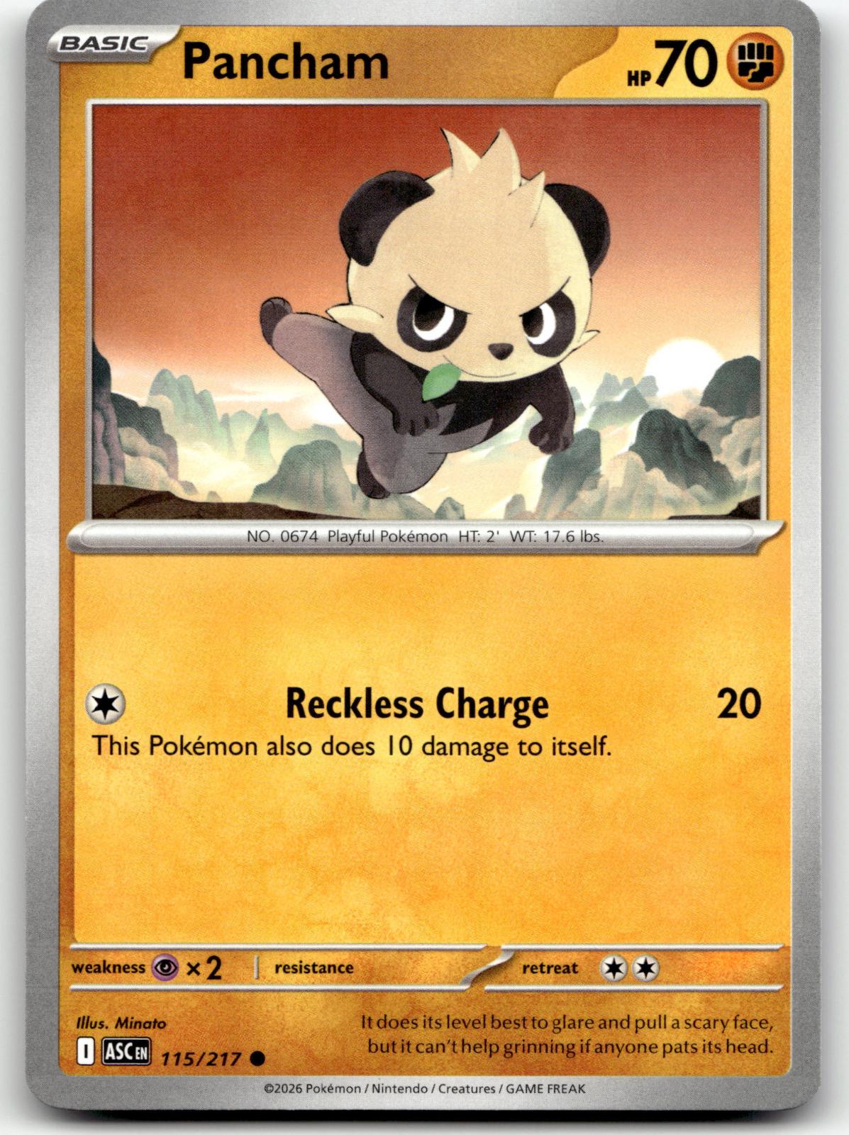 Pancham 115/217 Common Ascended Heroes Pokemon Near Mint