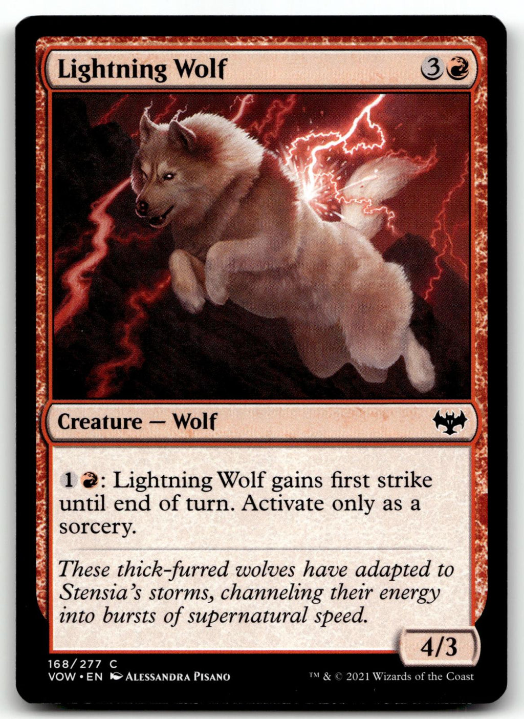 Lightning Wolf 168 Common Innistrad: Crimson Vow Magic: The Gathering Near Mint