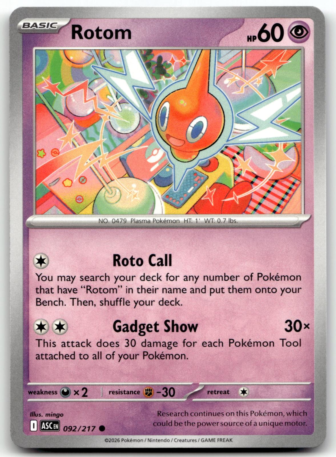 Rotom 092/217 Common Ascended Heroes Pokemon Near Mint