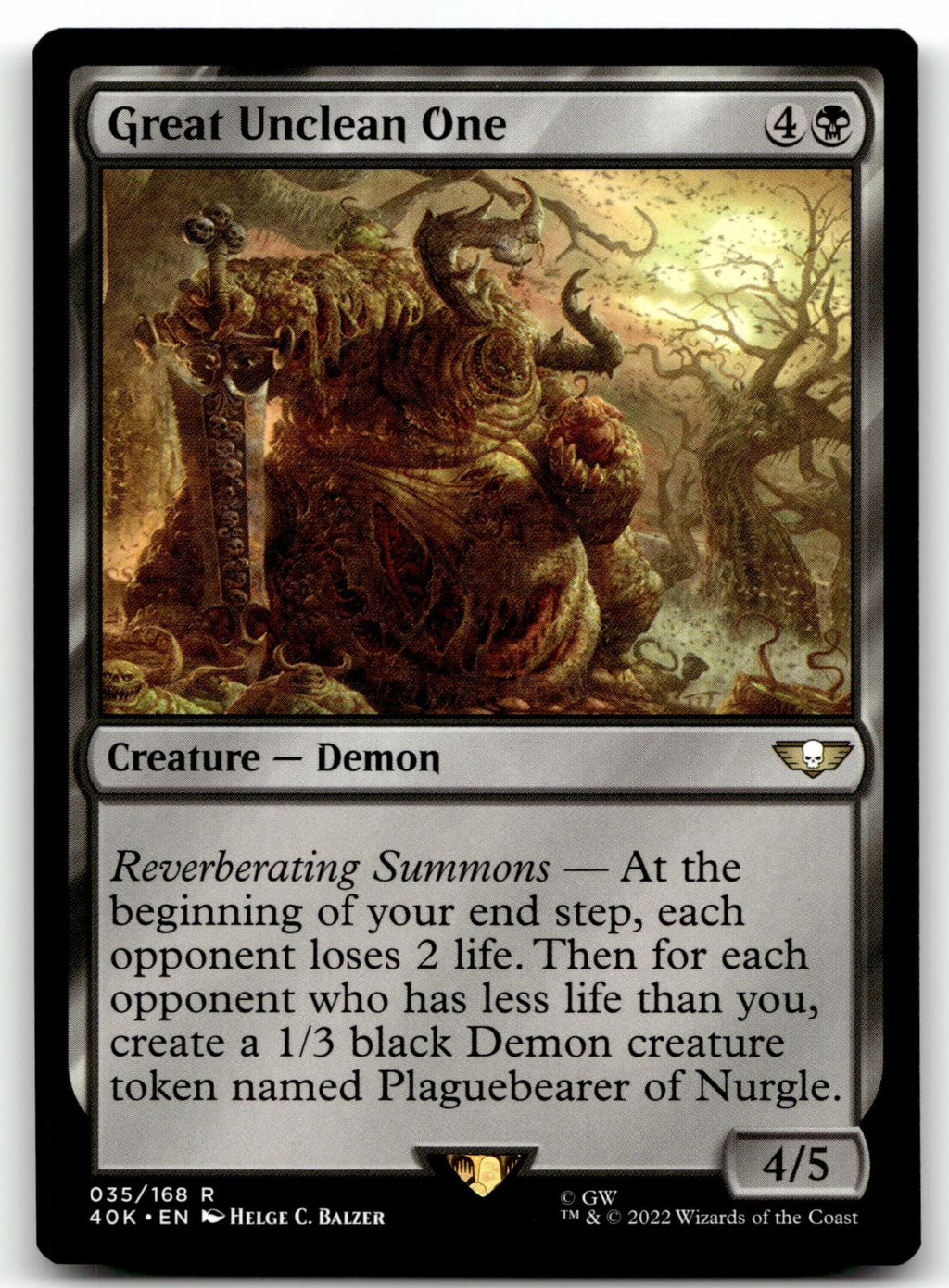 Great Unclean One 35 Universes Beyond: Warhammer 40,000 Magic: The Gathering NM