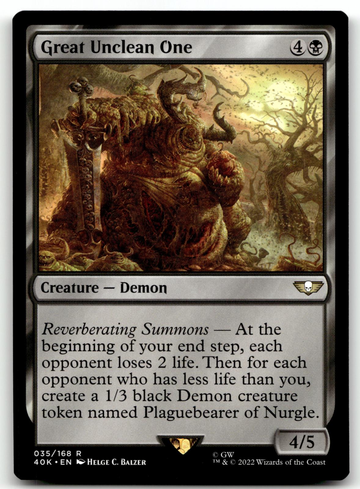 Great Unclean One 35 Universes Beyond: Warhammer 40,000 Magic: The Gathering NM
