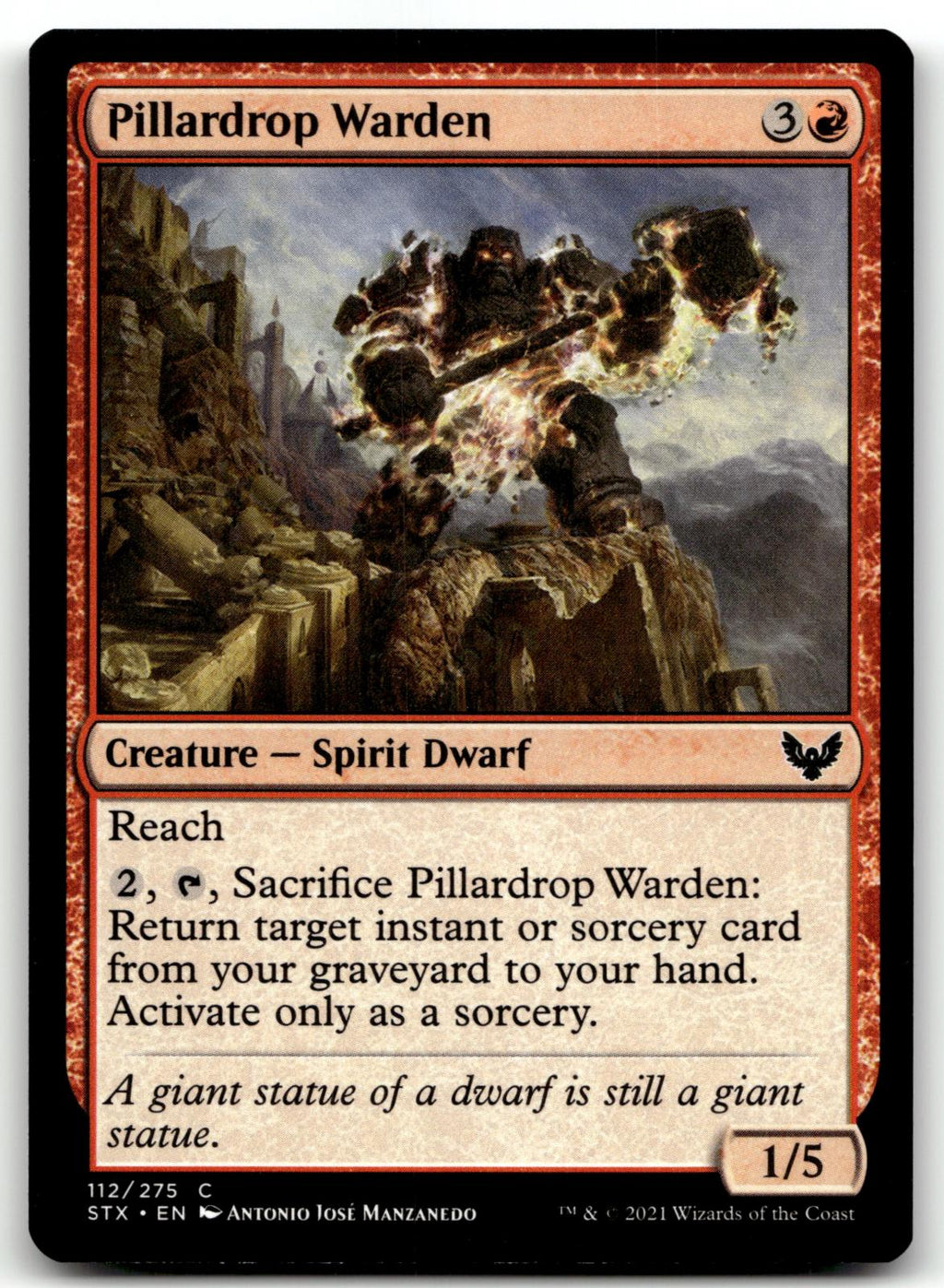 Pillardrop Warden 112 Common Strixhaven: School of Mages Magic: The Gathering NM