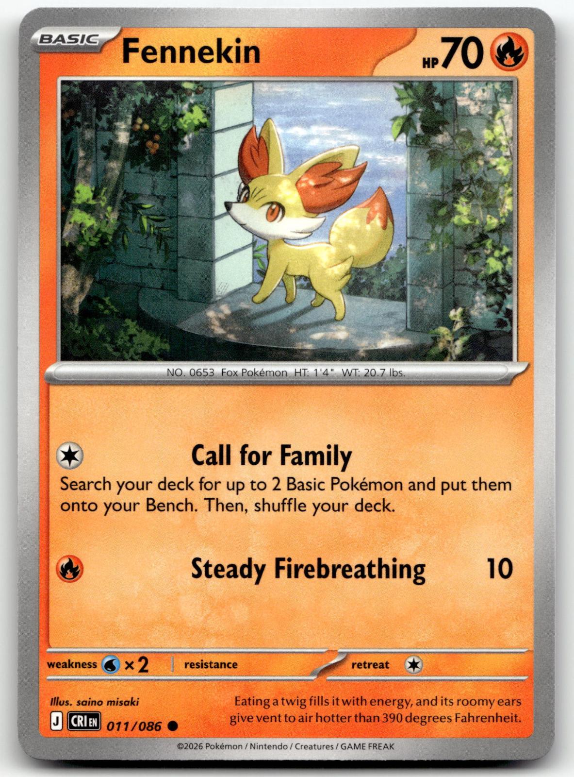 Fennekin 011/086 Common Chaos Rising Pokemon Near Mint