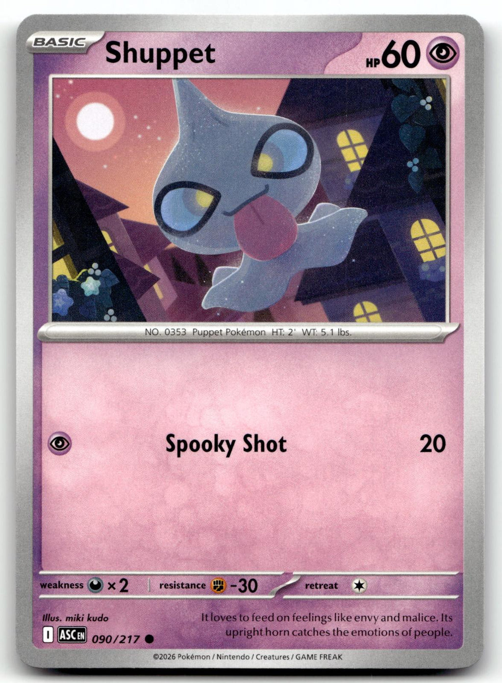 Shuppet 090/217 Common Ascended Heroes Pokemon Near Mint