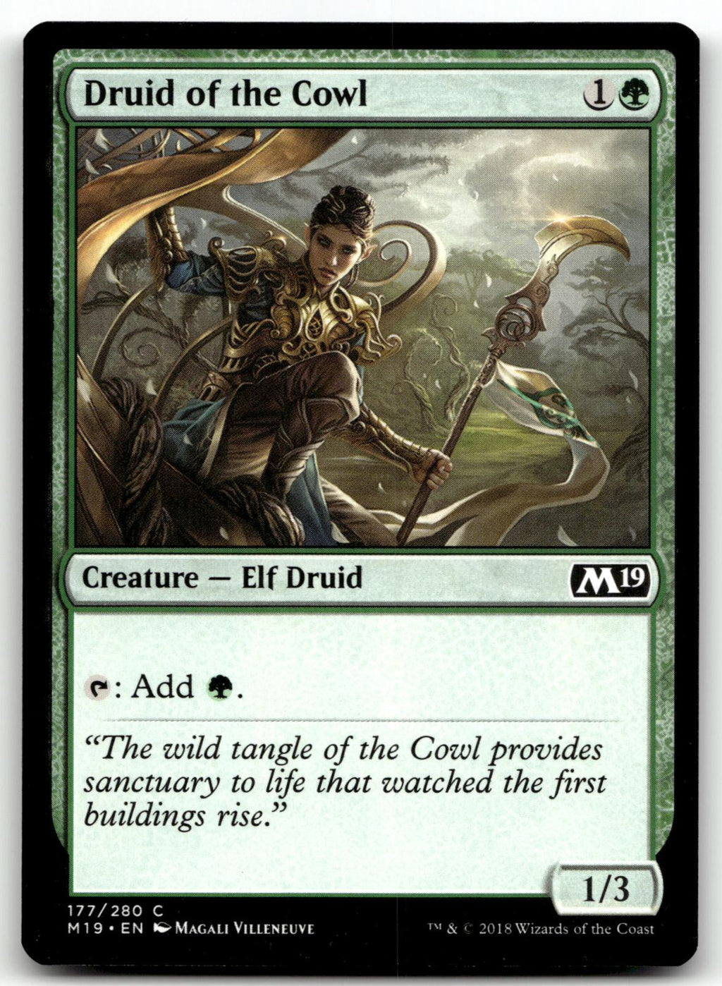 Druid of the Cowl 177 Common Core Set 2019 Magic: The Gathering Near Mint