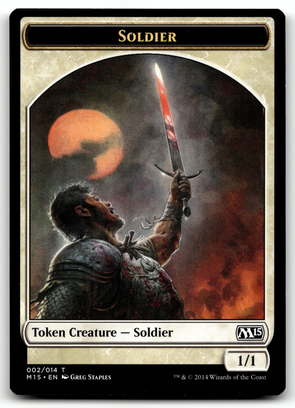 Soldier Token 2 Token Magic 2015 (M15) Magic: The Gathering Near Mint