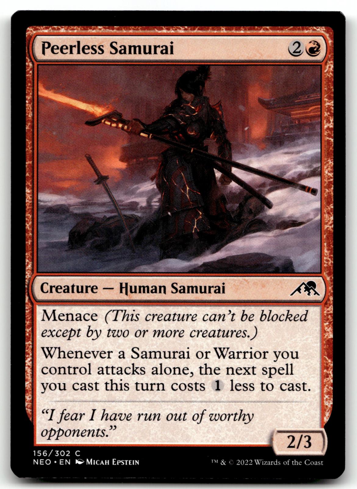 Peerless Samurai 156 Common Kamigawa: Neon Dynasty Magic: The Gathering NM