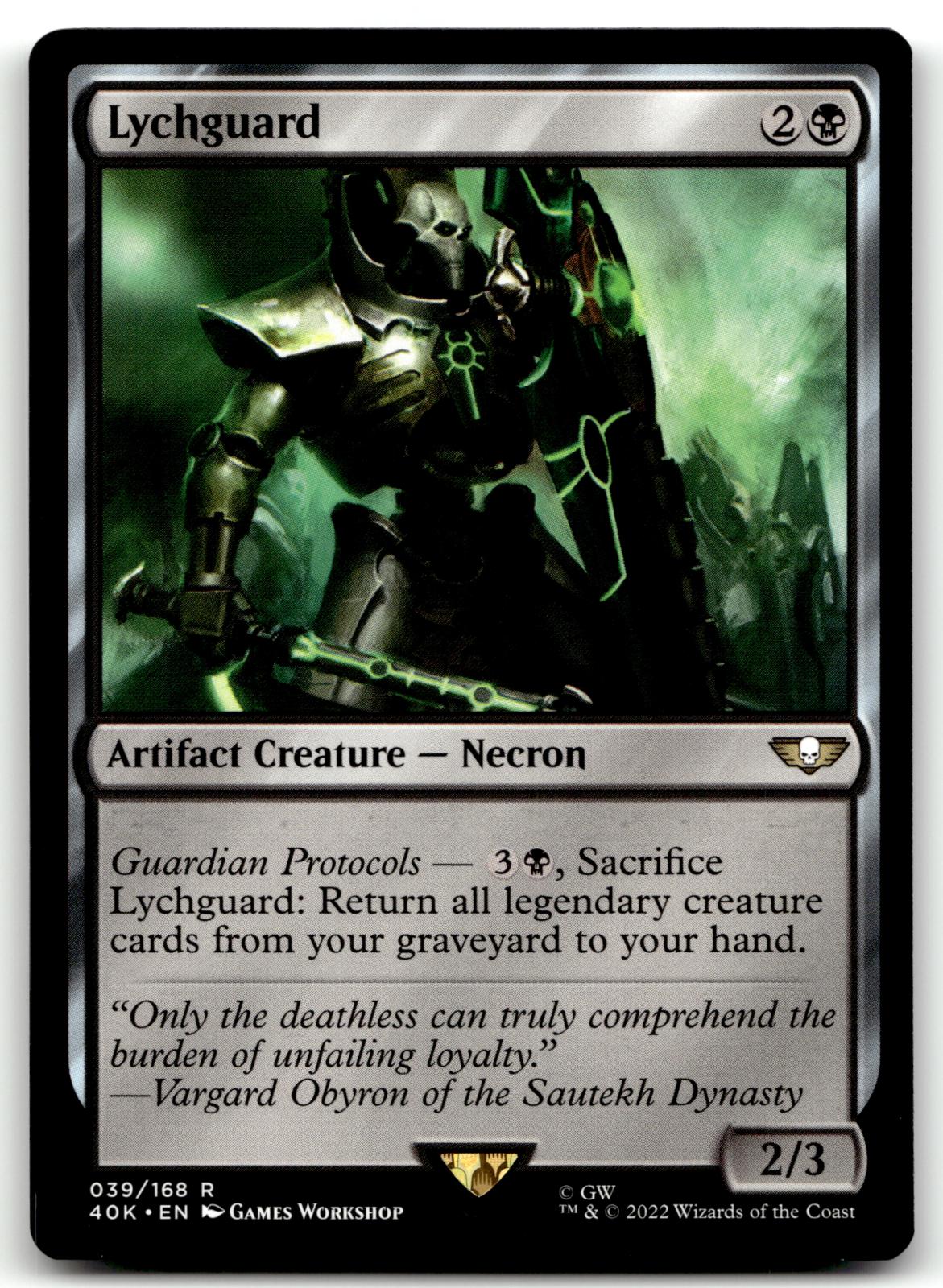 Lychguard 39 Rare Universes Beyond: Warhammer 40,000 Magic: The Gathering NM