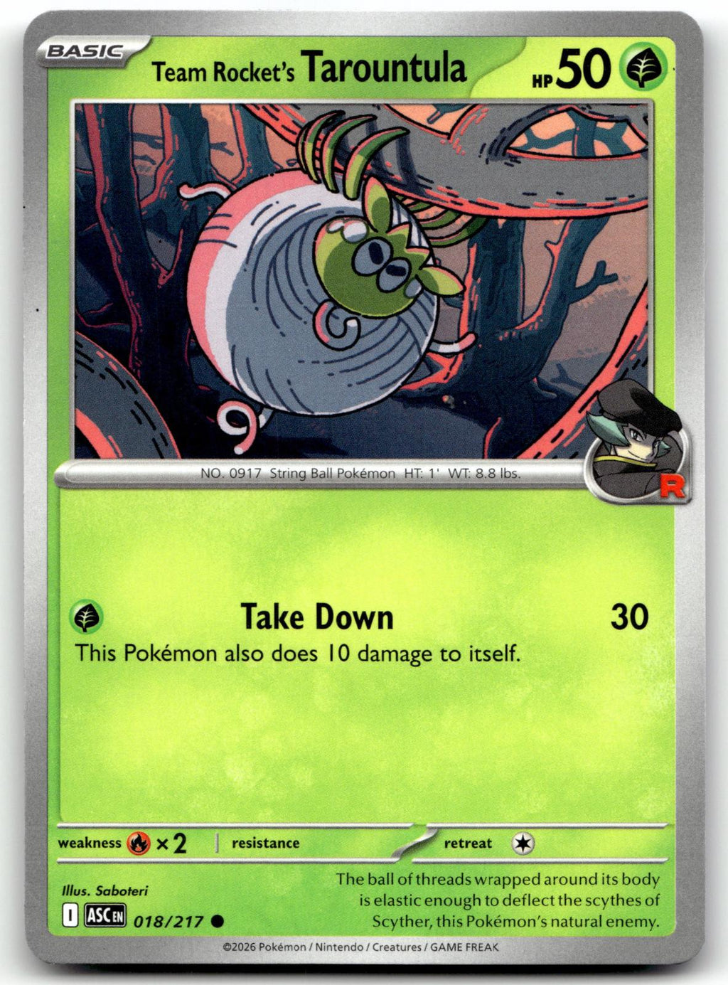 Team Rocket's Tarountula 018/217 Common Ascended Heroes Pokemon Near Mint