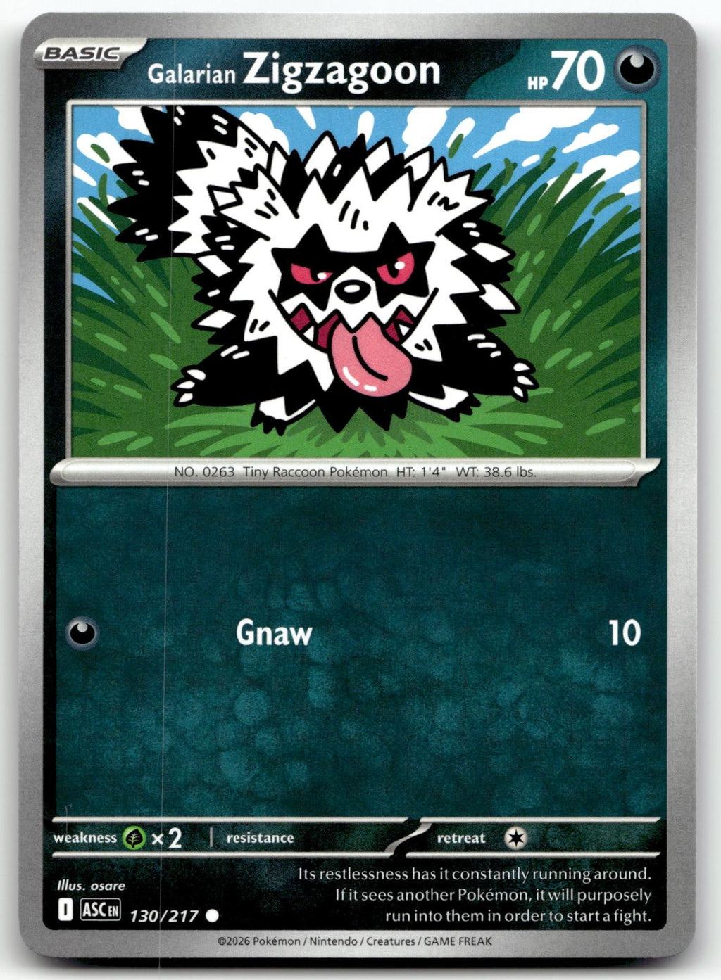 Galarian Zigzagoon 130/217 Common Ascended Heroes Pokemon Near Mint