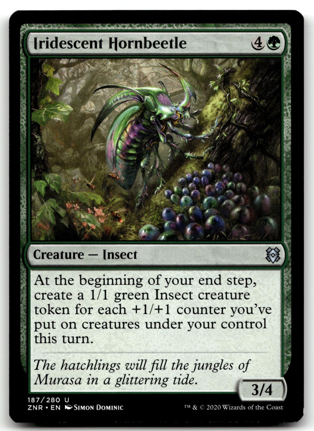 Iridescent Hornbeetle 187 Uncommon Zendikar Rising Magic: The Gathering NM