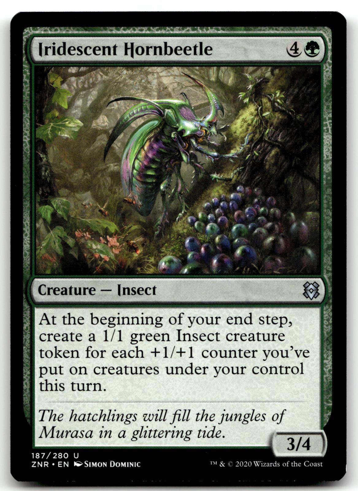 Iridescent Hornbeetle 187 Uncommon Zendikar Rising Magic: The Gathering NM