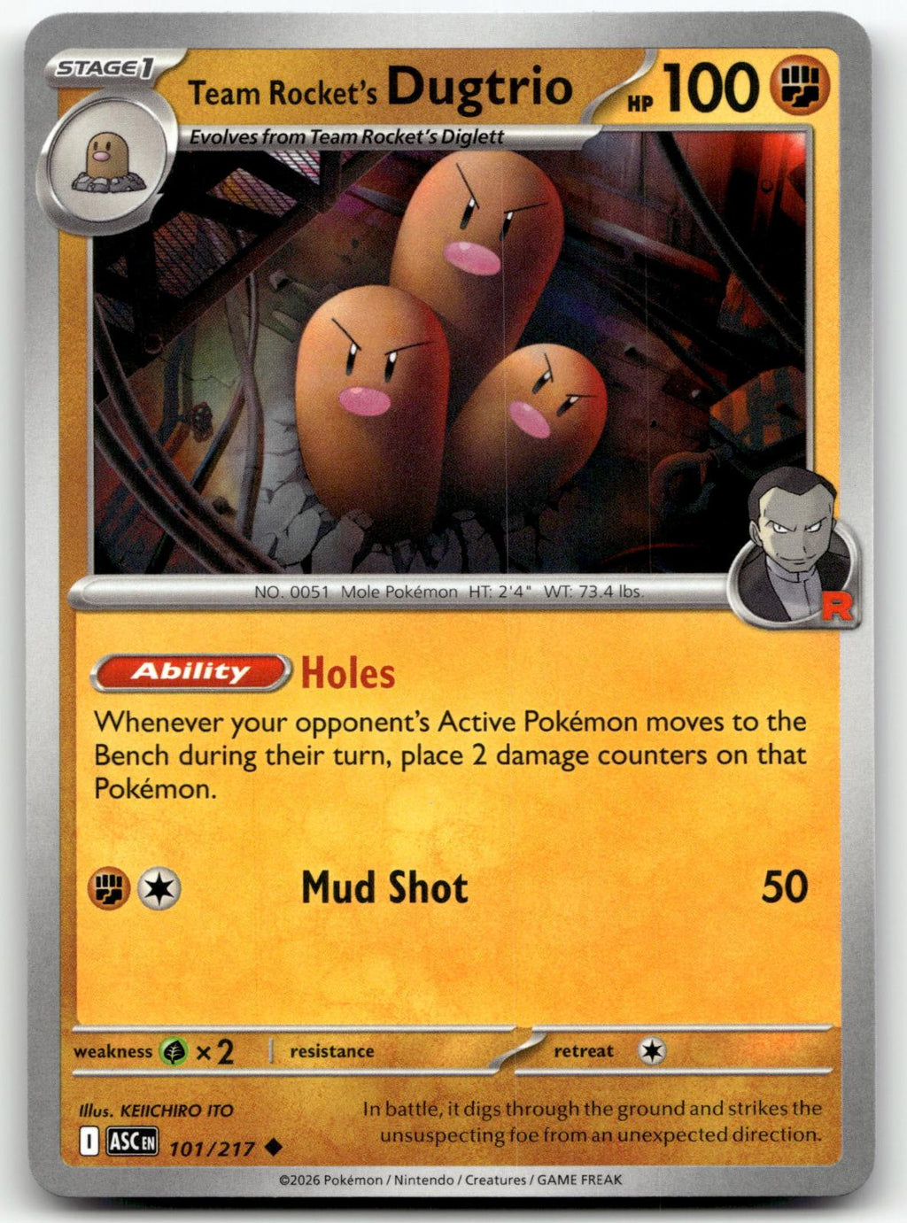 Team Rocket's Dugtrio 101/217 Uncommon Ascended Heroes Pokemon Near Mint