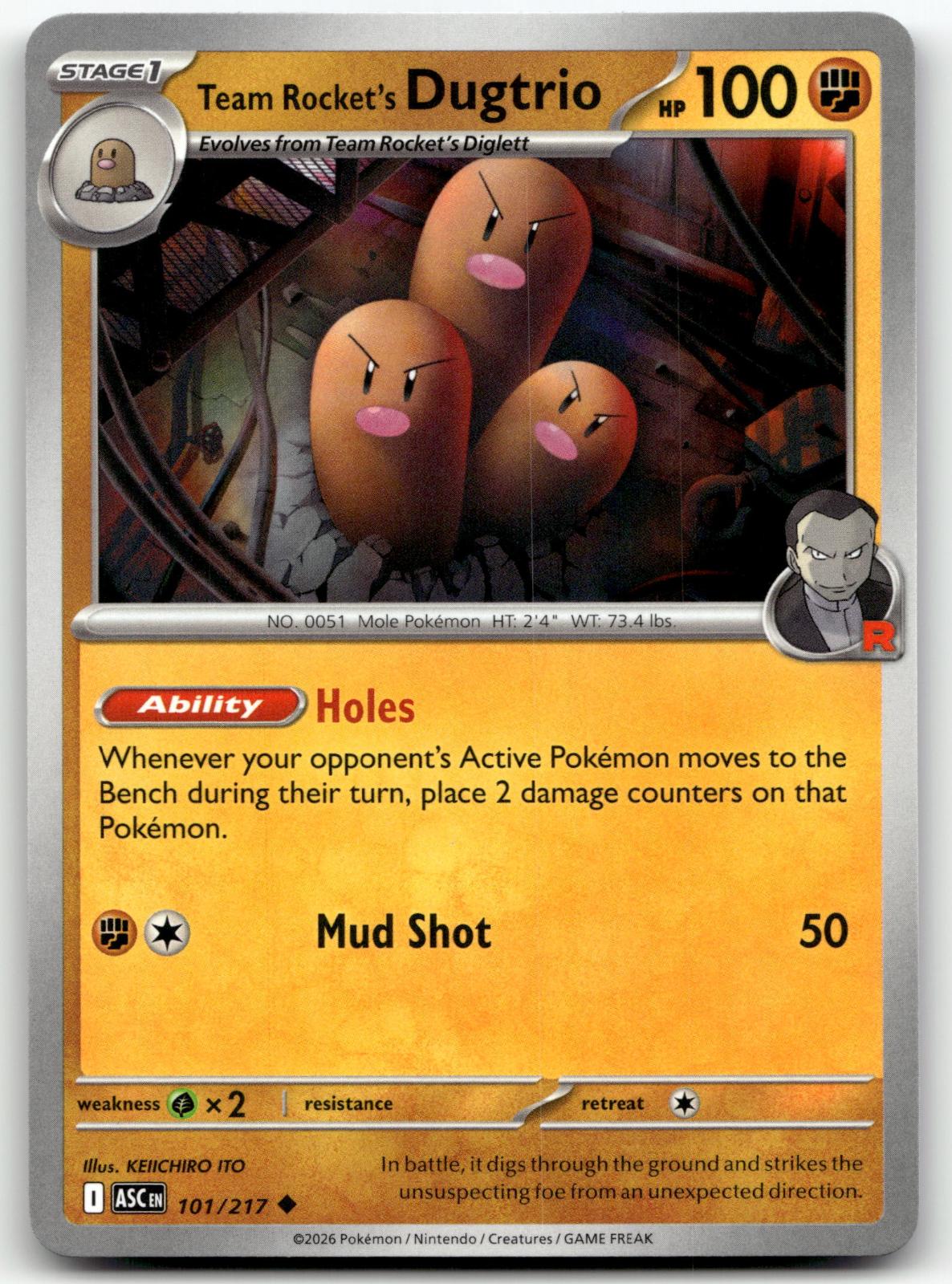 Team Rocket's Dugtrio 101/217 Uncommon Ascended Heroes Pokemon Near Mint