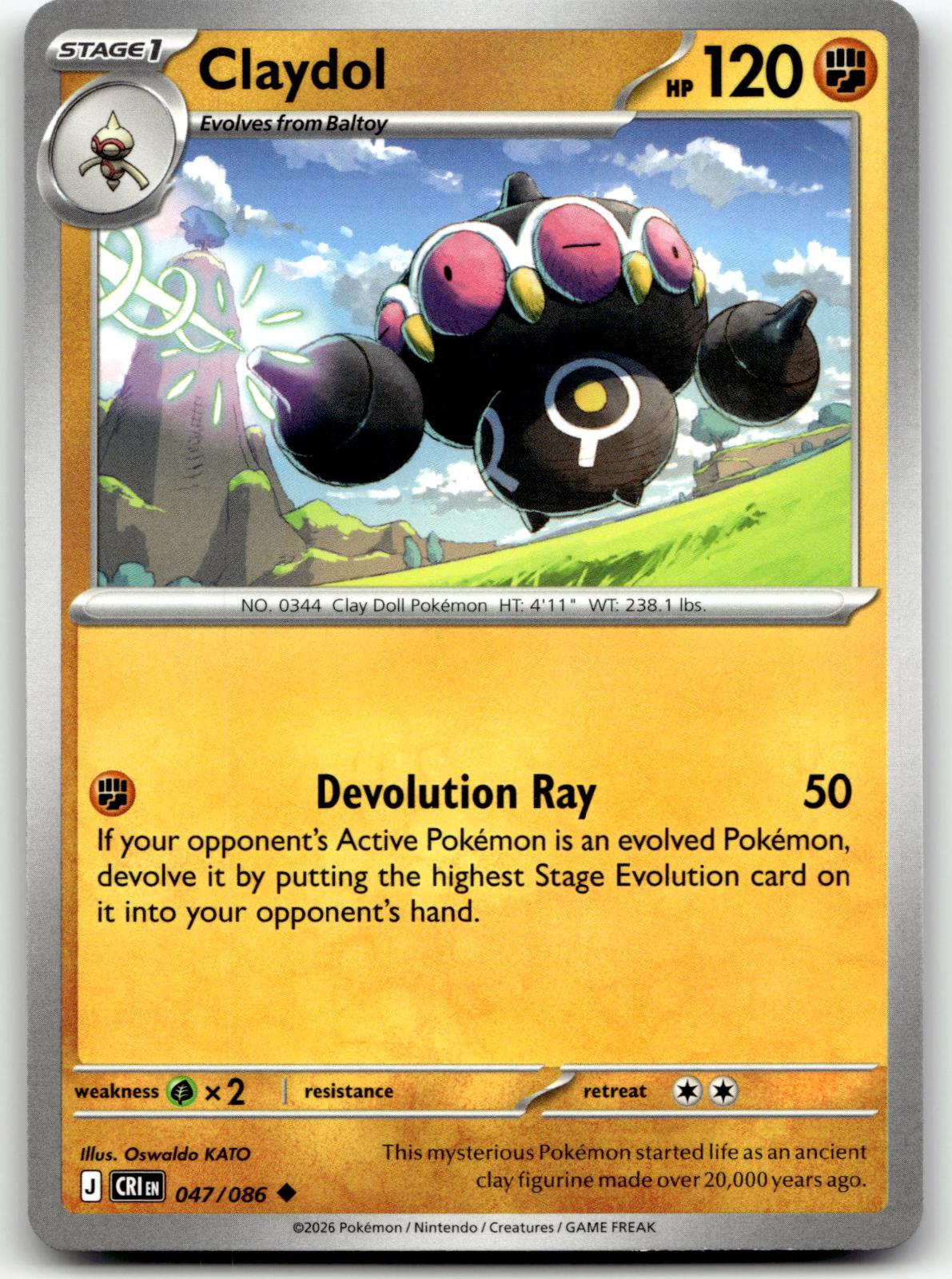 Claydol 047/086 Uncommon Chaos Rising Pokemon Near Mint