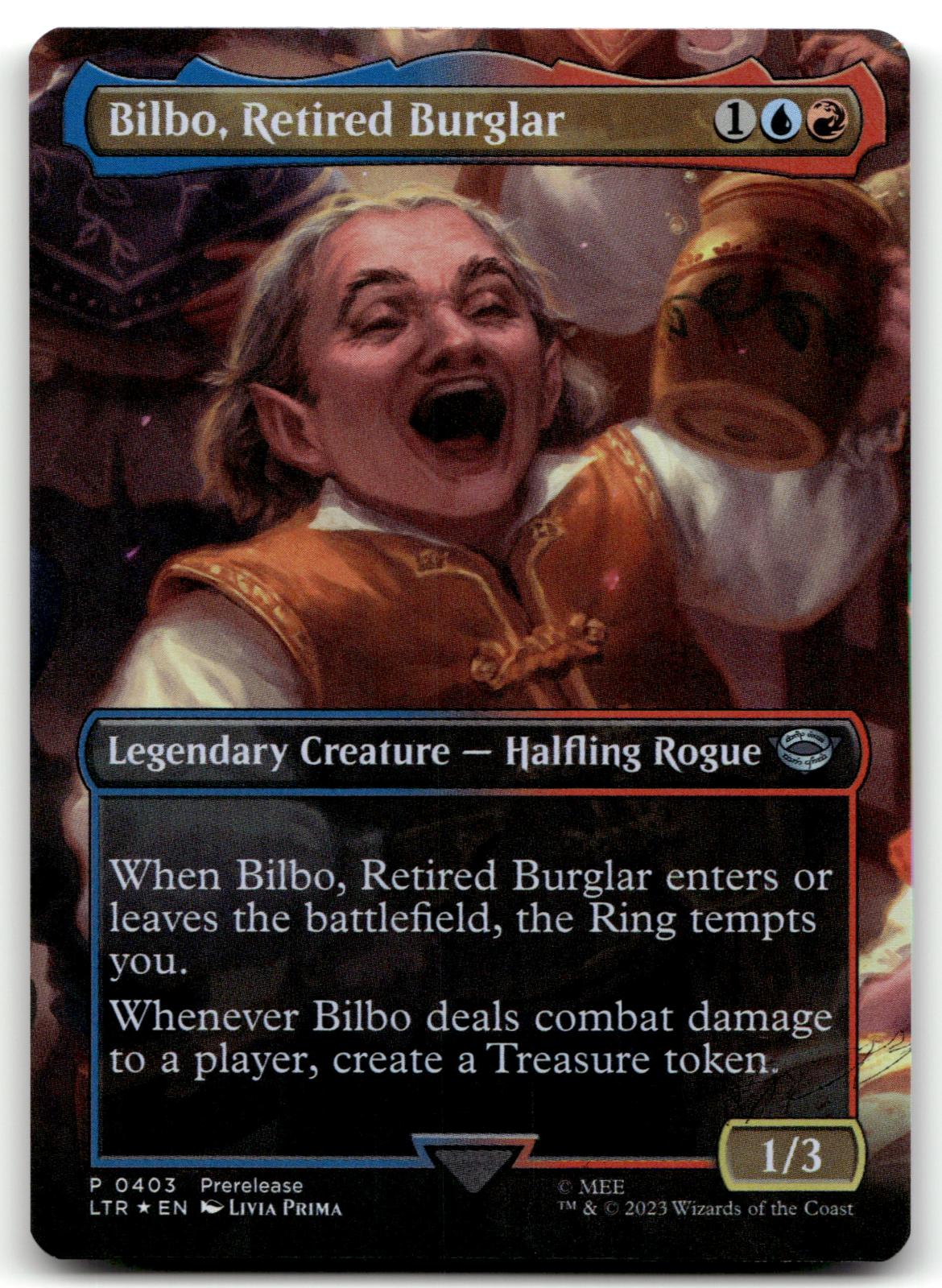 Bilbo, Retired Burglar (Borderless) 403 Universes Beyond: The Lord of the Rings: Tales of Middle-earth Magic: The Gathering Foil NM