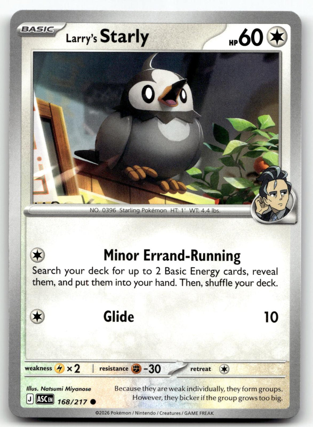 Larry's Starly 168/217 Common Ascended Heroes Pokemon Near Mint