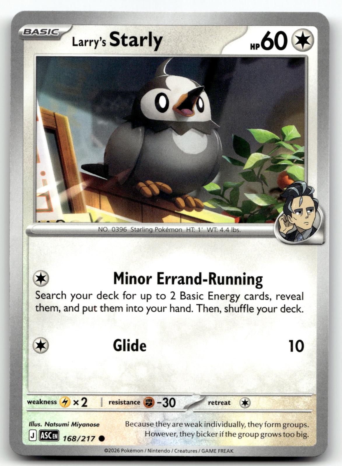 Larry's Starly 168/217 Common Ascended Heroes Pokemon Near Mint