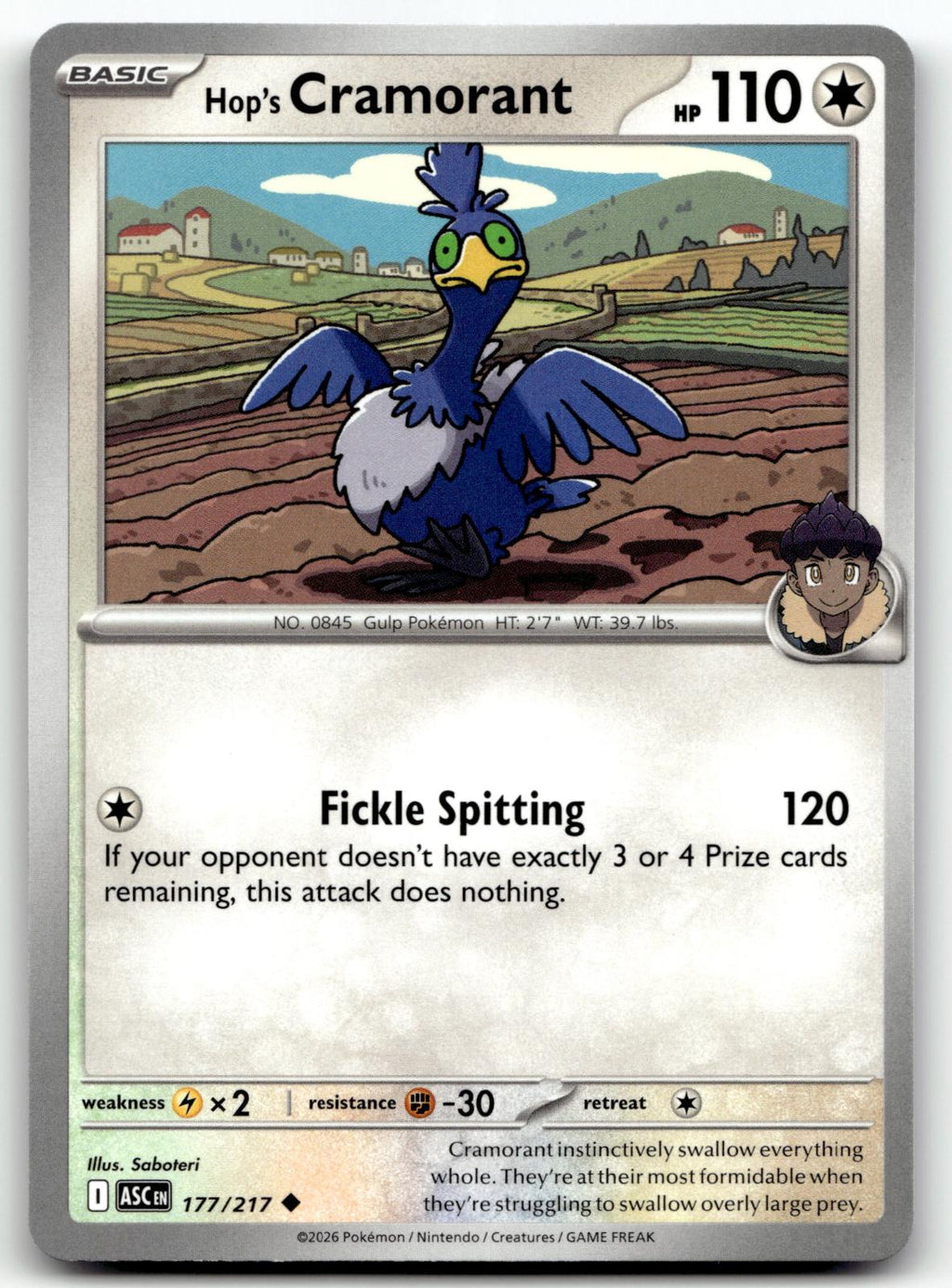 Hop's Cramorant 177/217 Uncommon Ascended Heroes Pokemon Near Mint