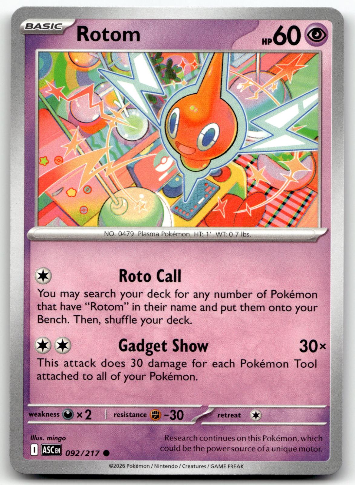 Rotom 092/217 Common Ascended Heroes Pokemon Near Mint