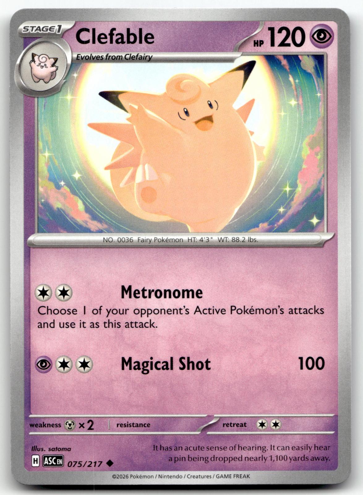 Clefable 075/217 Uncommon Ascended Heroes Pokemon Near Mint