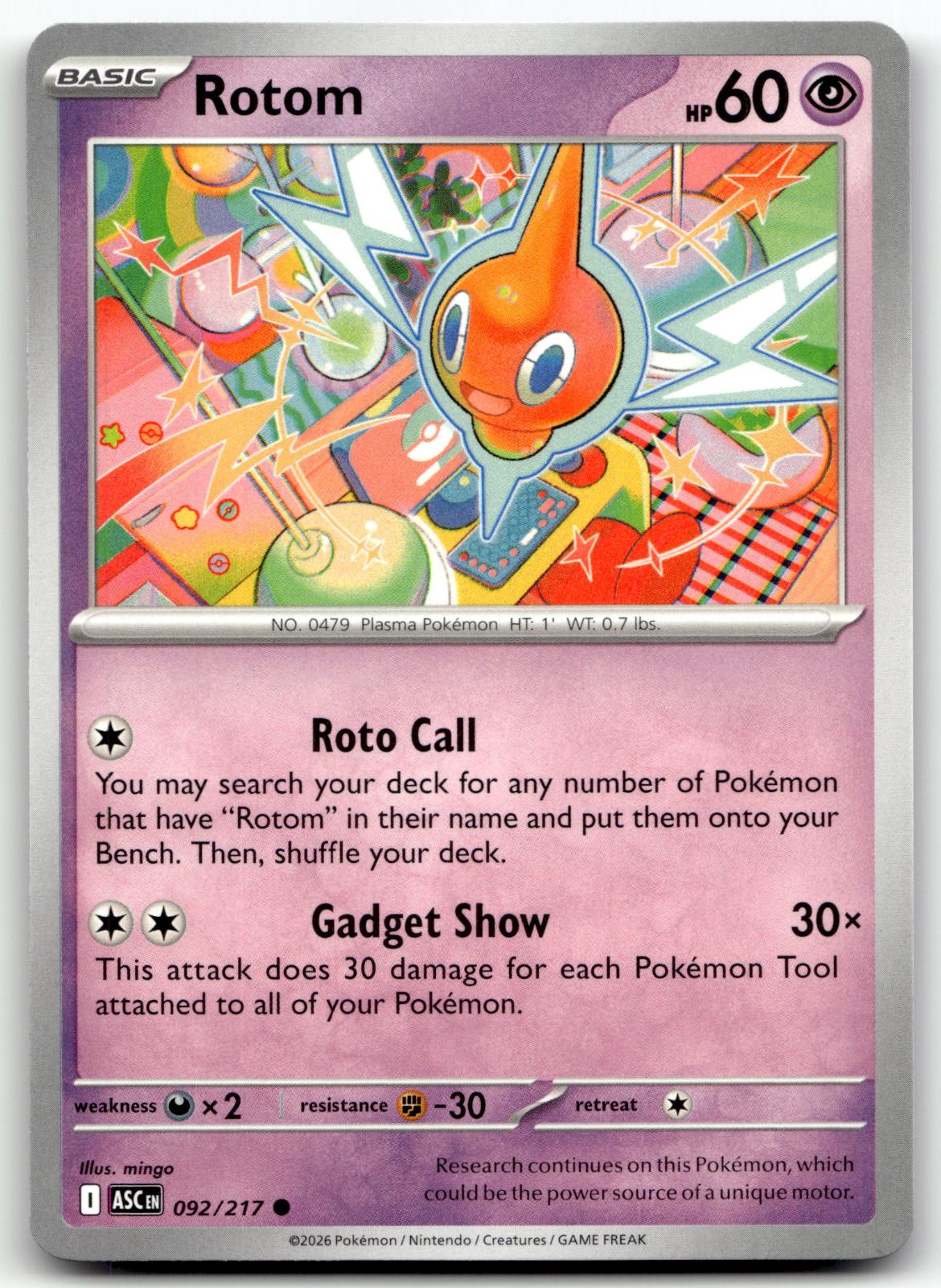 Rotom 092/217 Common Ascended Heroes Pokemon Near Mint