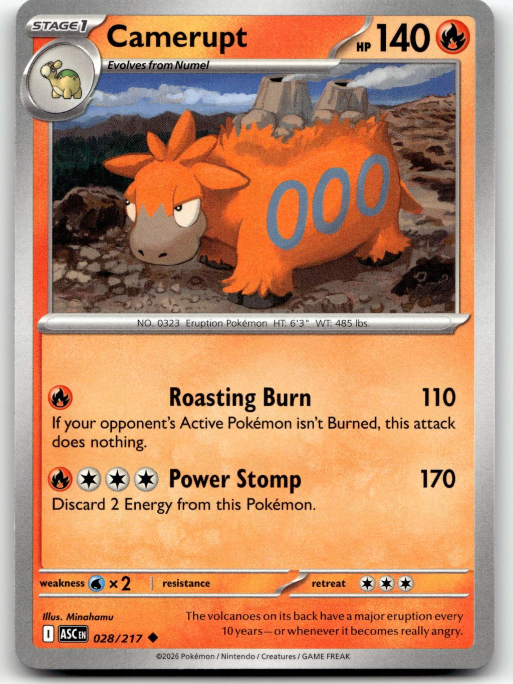 Camerupt 028/217 Uncommon Ascended Heroes Pokemon Near Mint