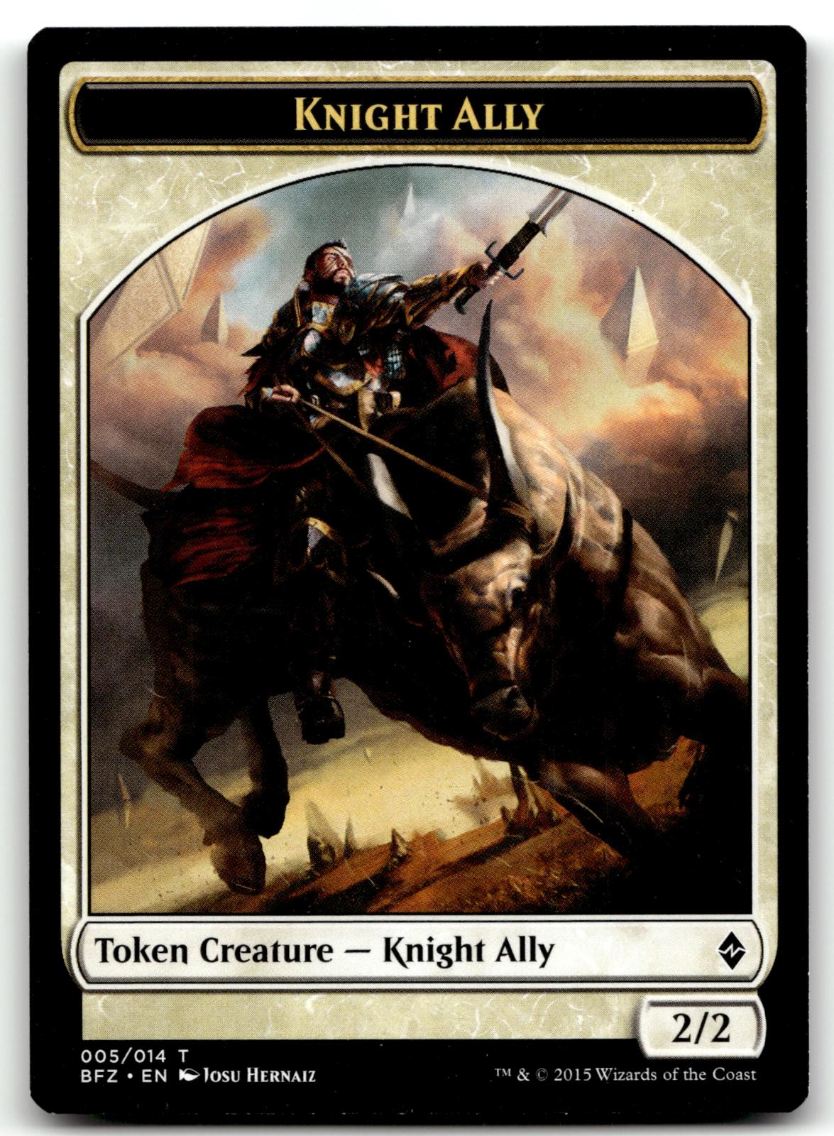 Knight Ally Token 5 Token Battle for Zendikar Magic: The Gathering Near Mint