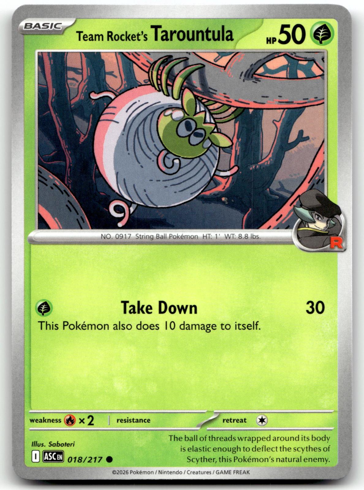 Team Rocket's Tarountula 018/217 Common Ascended Heroes Pokemon Near Mint