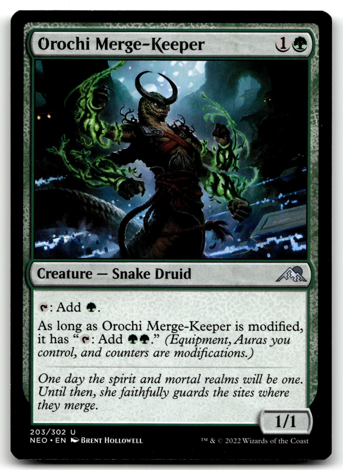 Orochi Merge-Keeper 203 Uncommon Kamigawa: Neon Dynasty Magic: The Gathering NM