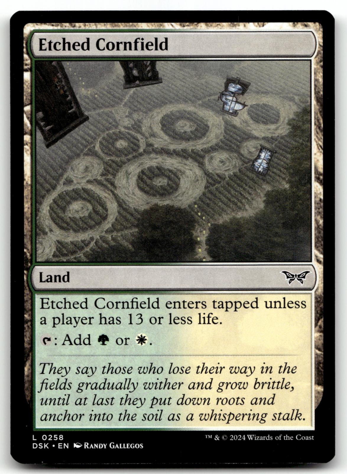 Etched Cornfield 258 Land Duskmourn: House of Horror Magic: The Gathering NM