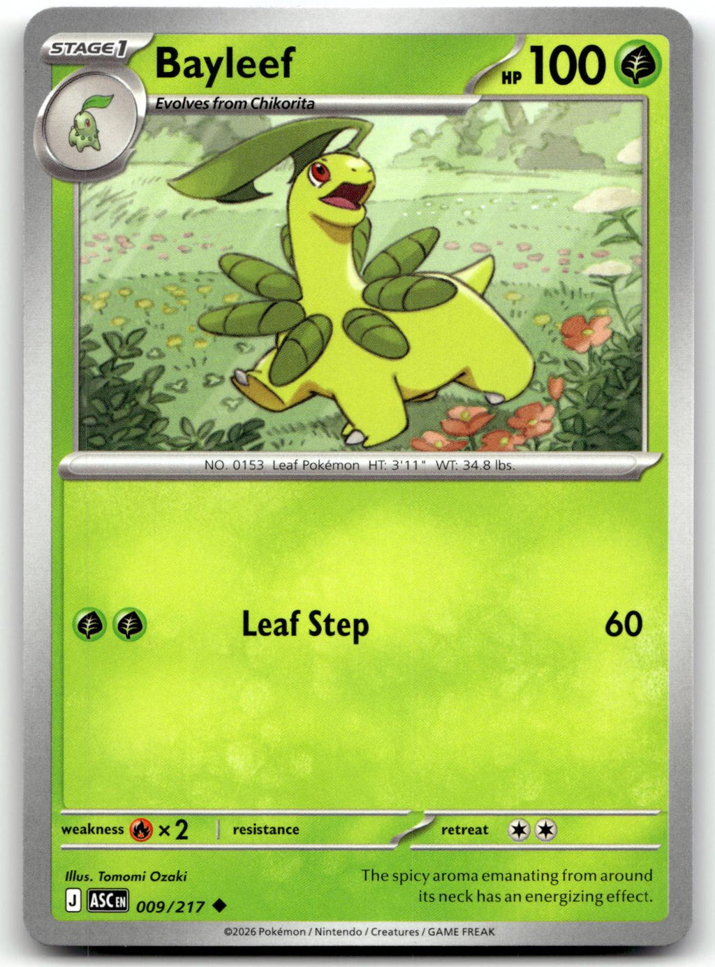 Bayleef 009/217 Uncommon Ascended Heroes Pokemon Near Mint