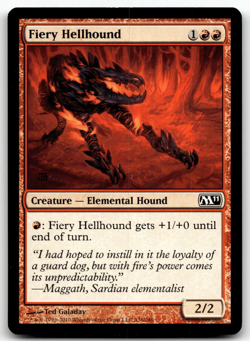 Fiery Hellhound 136 Common Magic 2011 (M11) Magic: The Gathering Near Mint