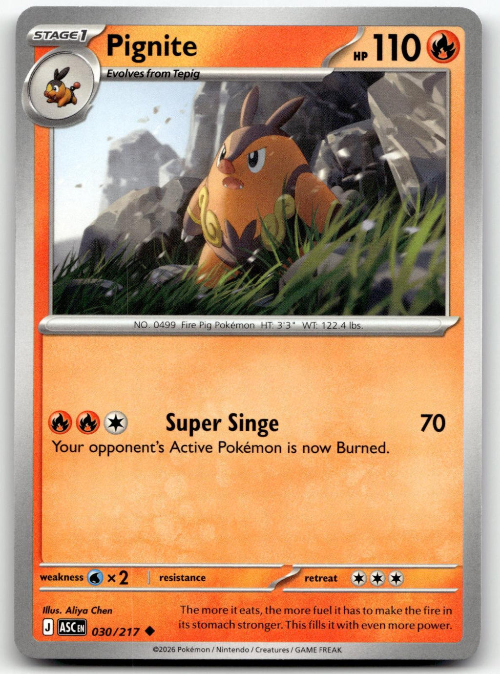 Pignite 030/217 Uncommon Ascended Heroes Pokemon Near Mint