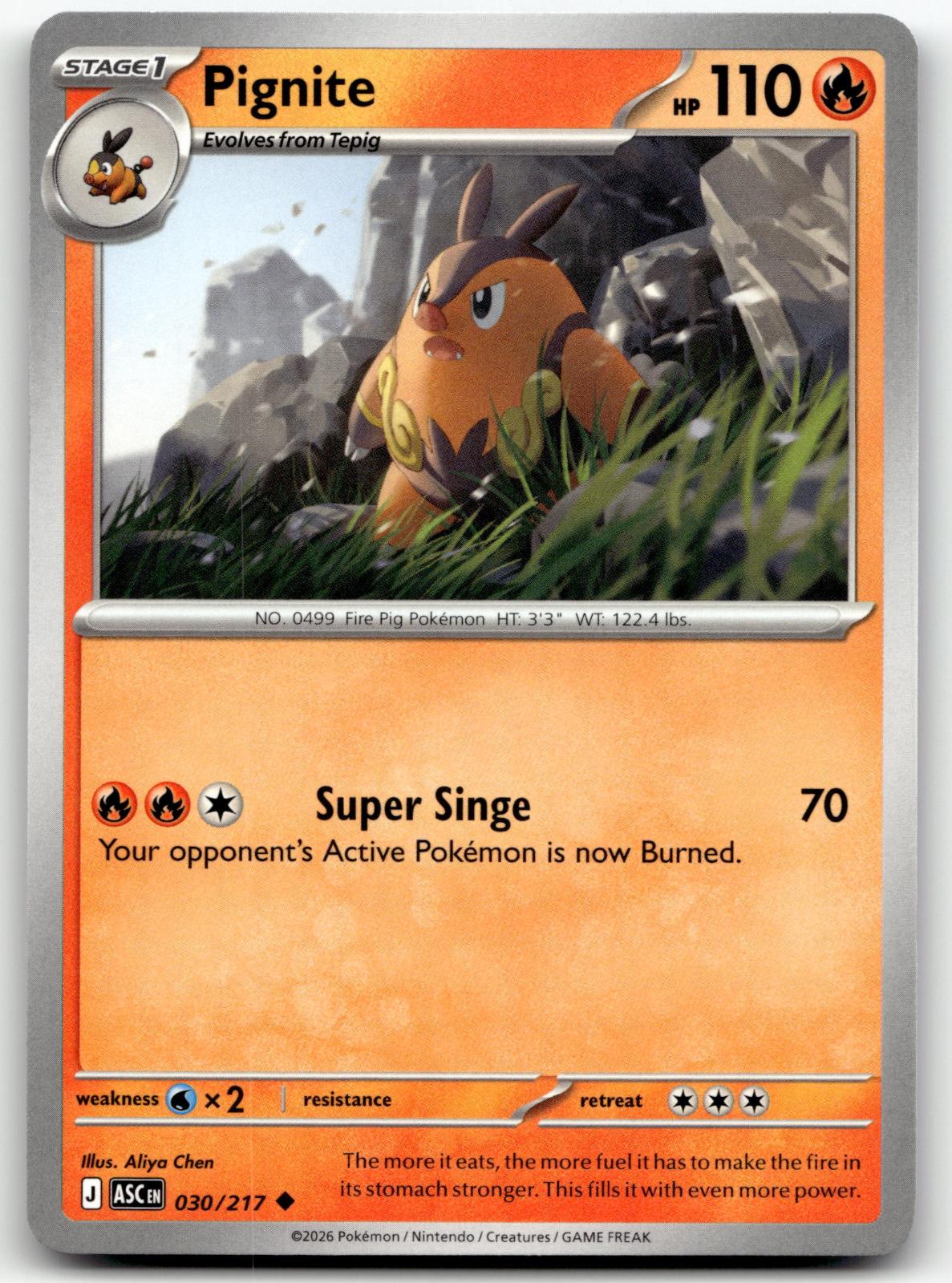 Pignite 030/217 Uncommon Ascended Heroes Pokemon Near Mint