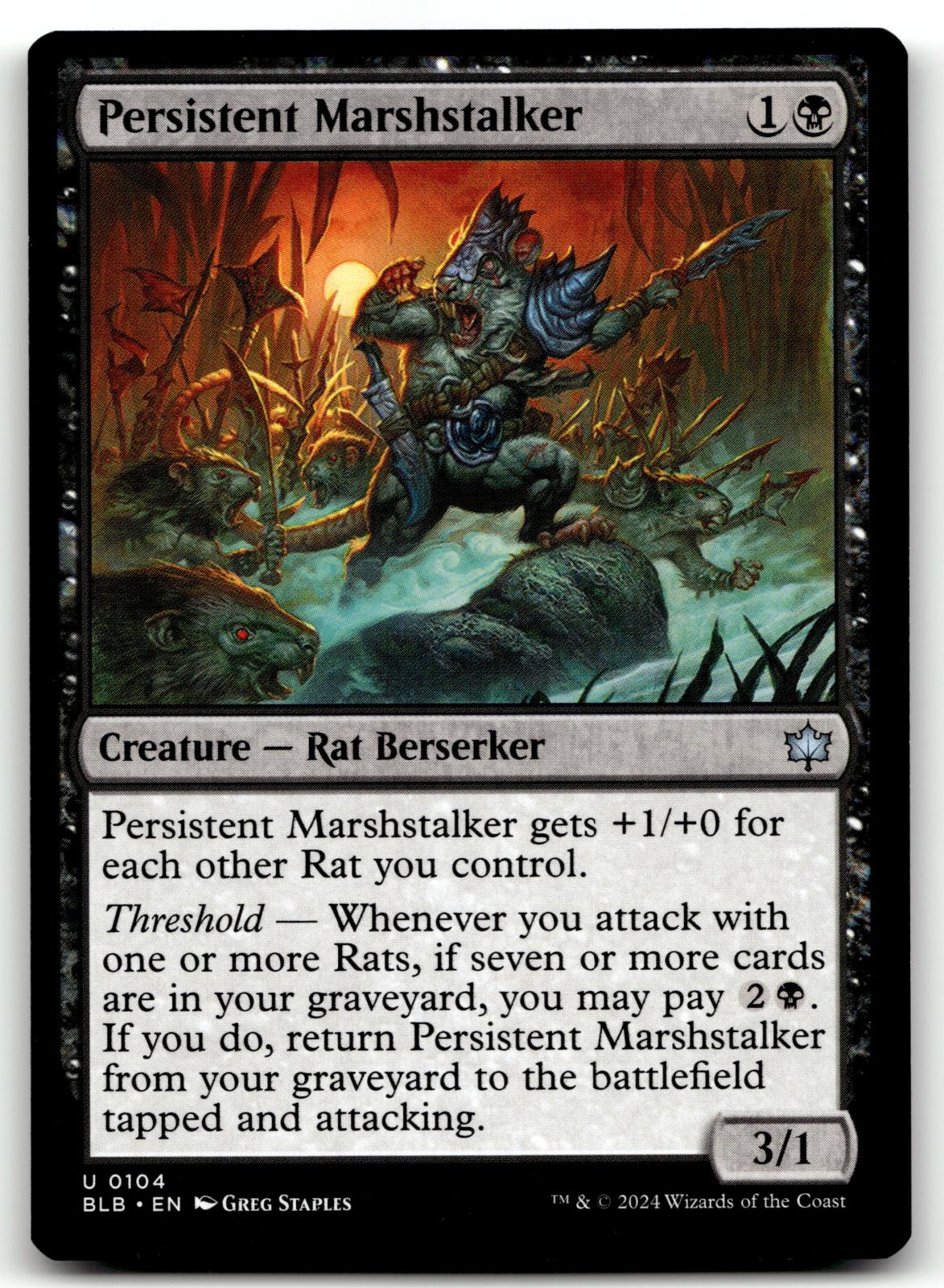 Persistent Marshstalker 104 Uncommon Bloomburrow Magic: The Gathering Near Mint