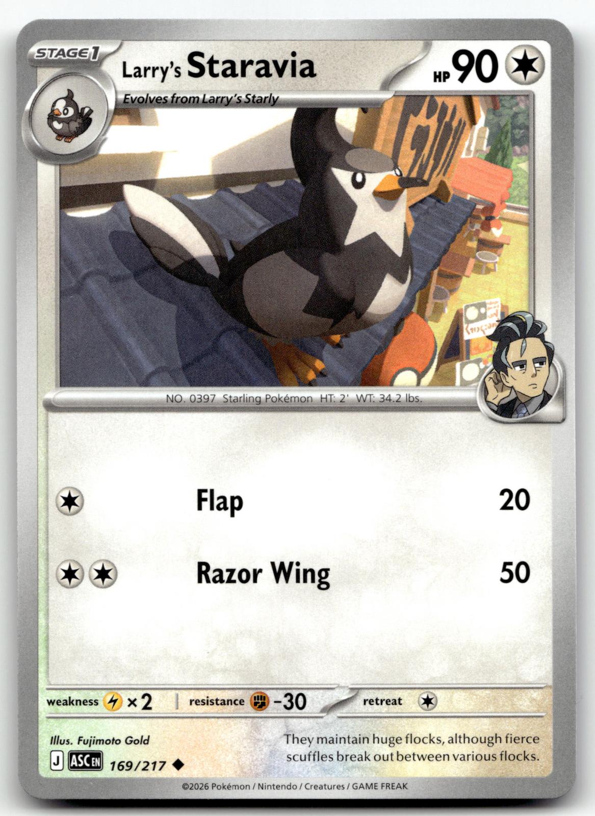 Larry's Staravia 169/217 Uncommon Ascended Heroes Pokemon Near Mint