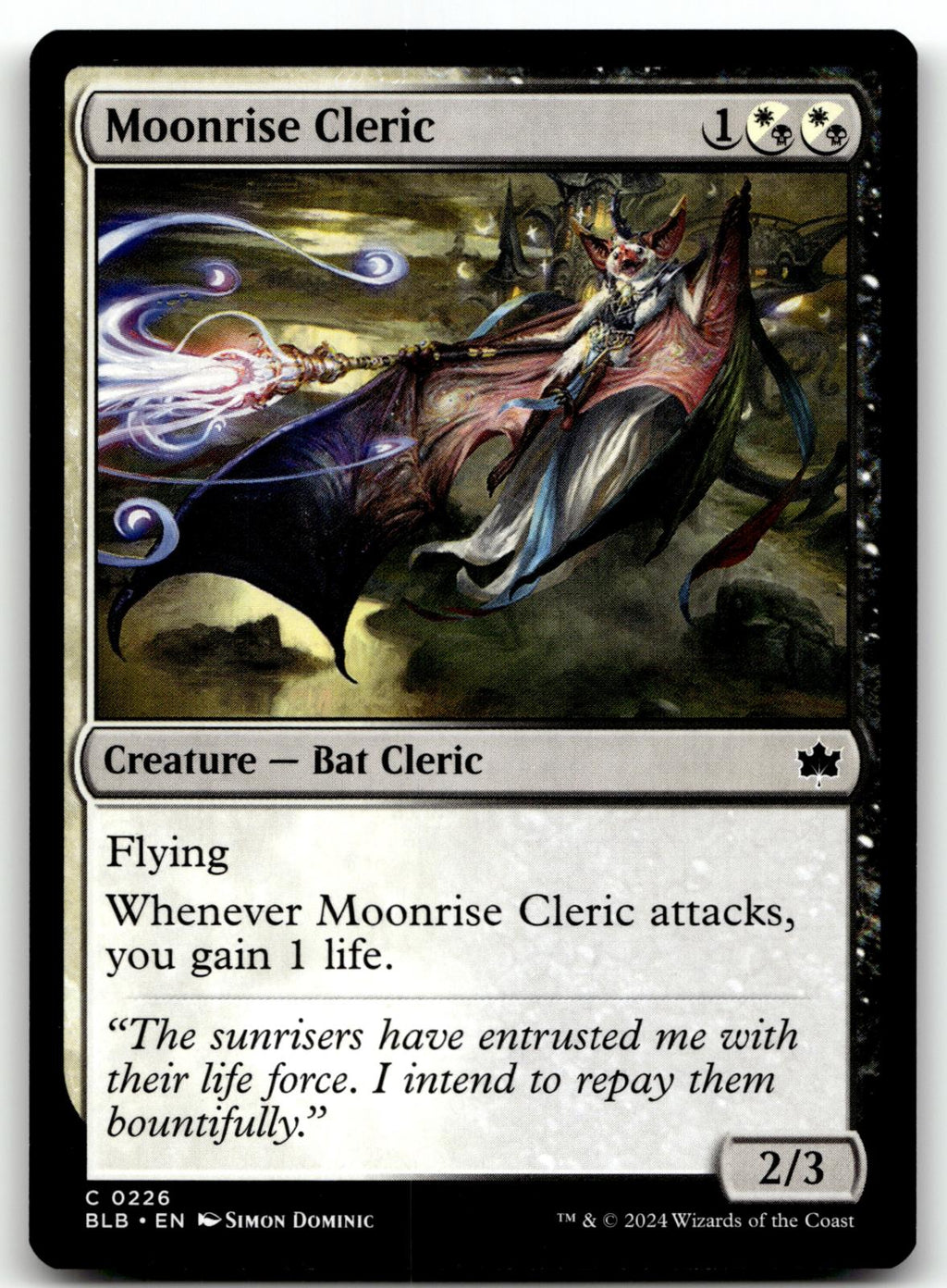 Moonrise Cleric 226 Common Bloomburrow Magic: The Gathering Near Mint