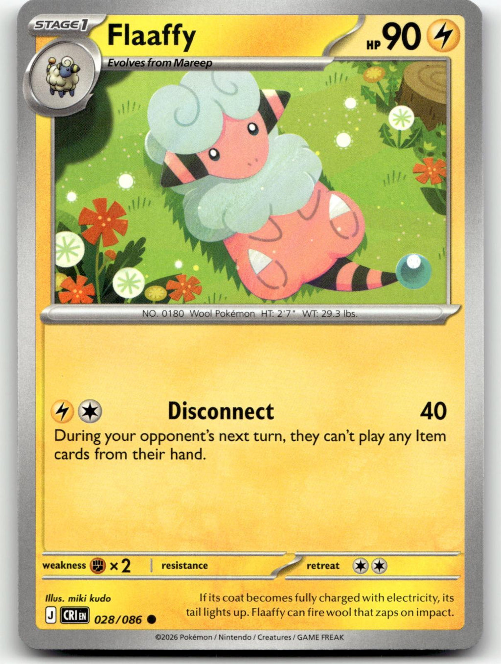 Flaaffy 028/086 Common Chaos Rising Pokemon Near Mint