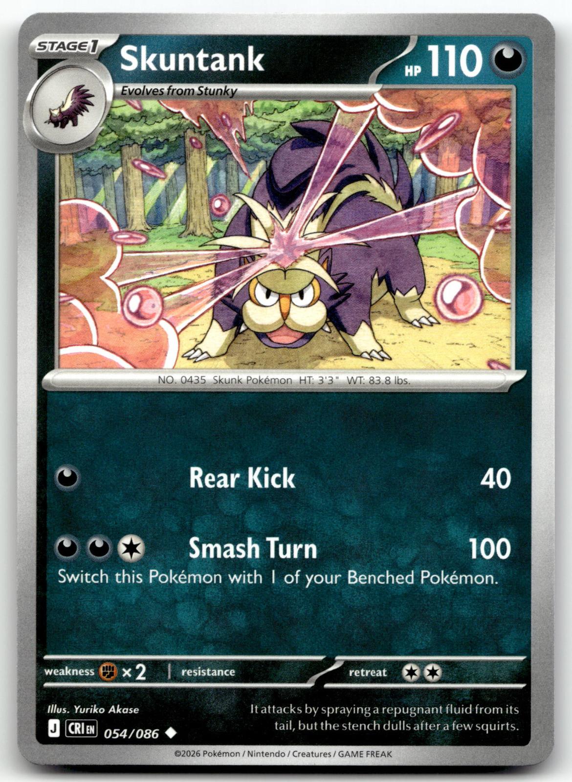 Skuntank 054/086 Uncommon Chaos Rising Pokemon Near Mint