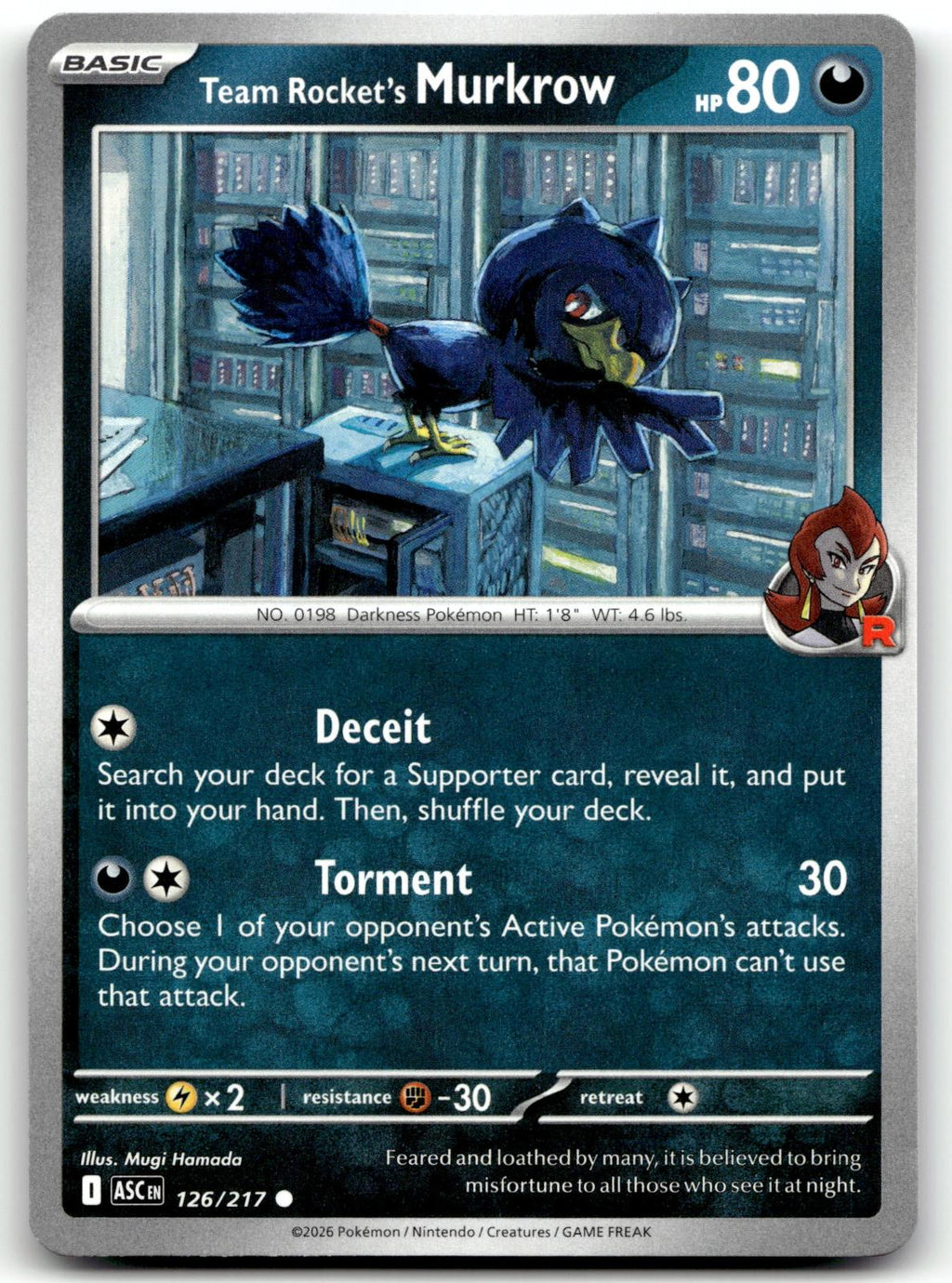 Team Rocket's Murkrow 126/217 Common Ascended Heroes Pokemon Near Mint