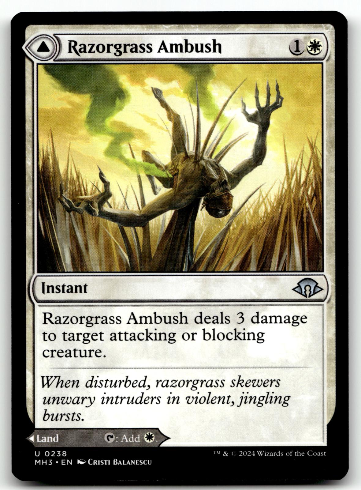 Razorgrass Ambush 238 Uncommon Modern Horizons 3 Magic: The Gathering Near Mint