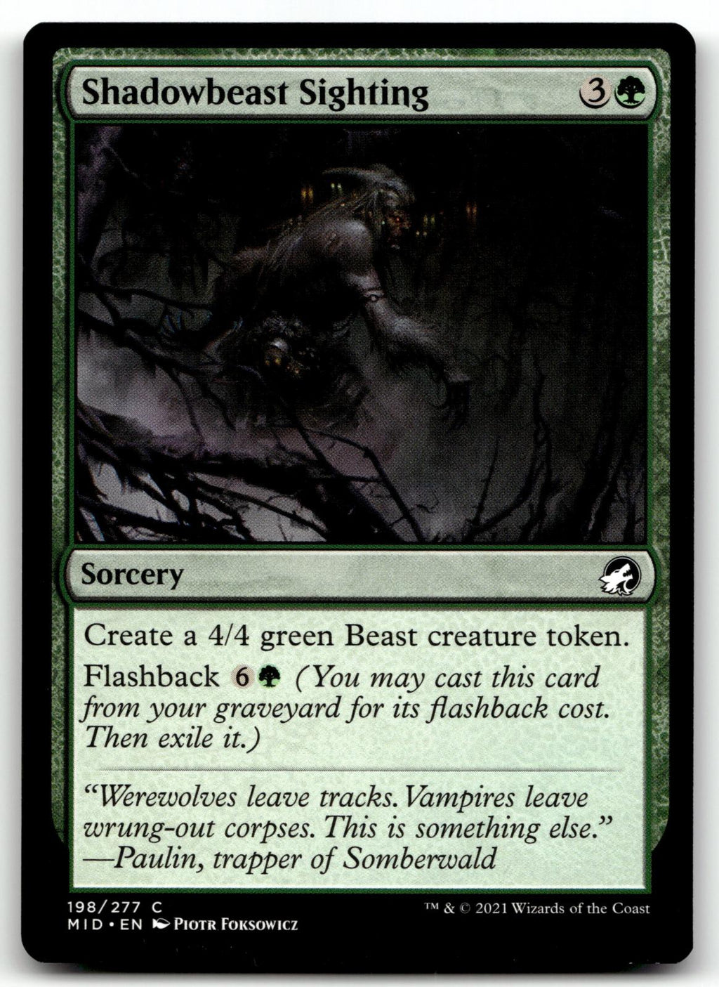 Shadowbeast Sighting 198 Common Innistrad: Midnight Hunt Magic: The Gathering NM