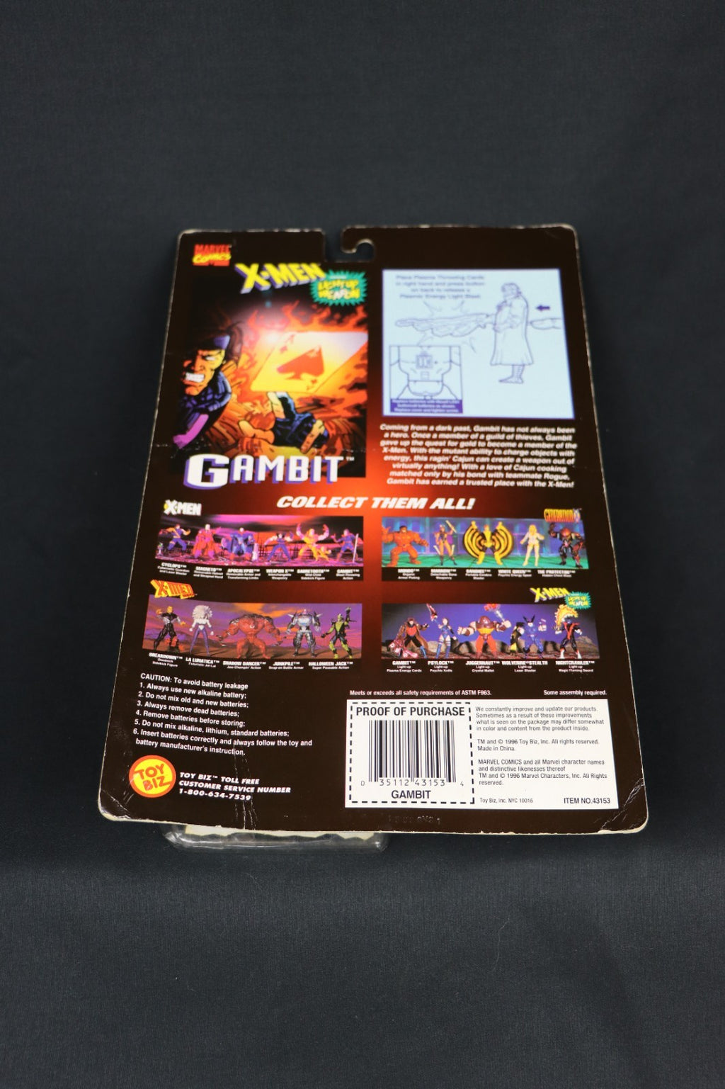 X-Men Gambit with Light Up Energy Weapon 1996 Toy Biz Classic Figure Sealed