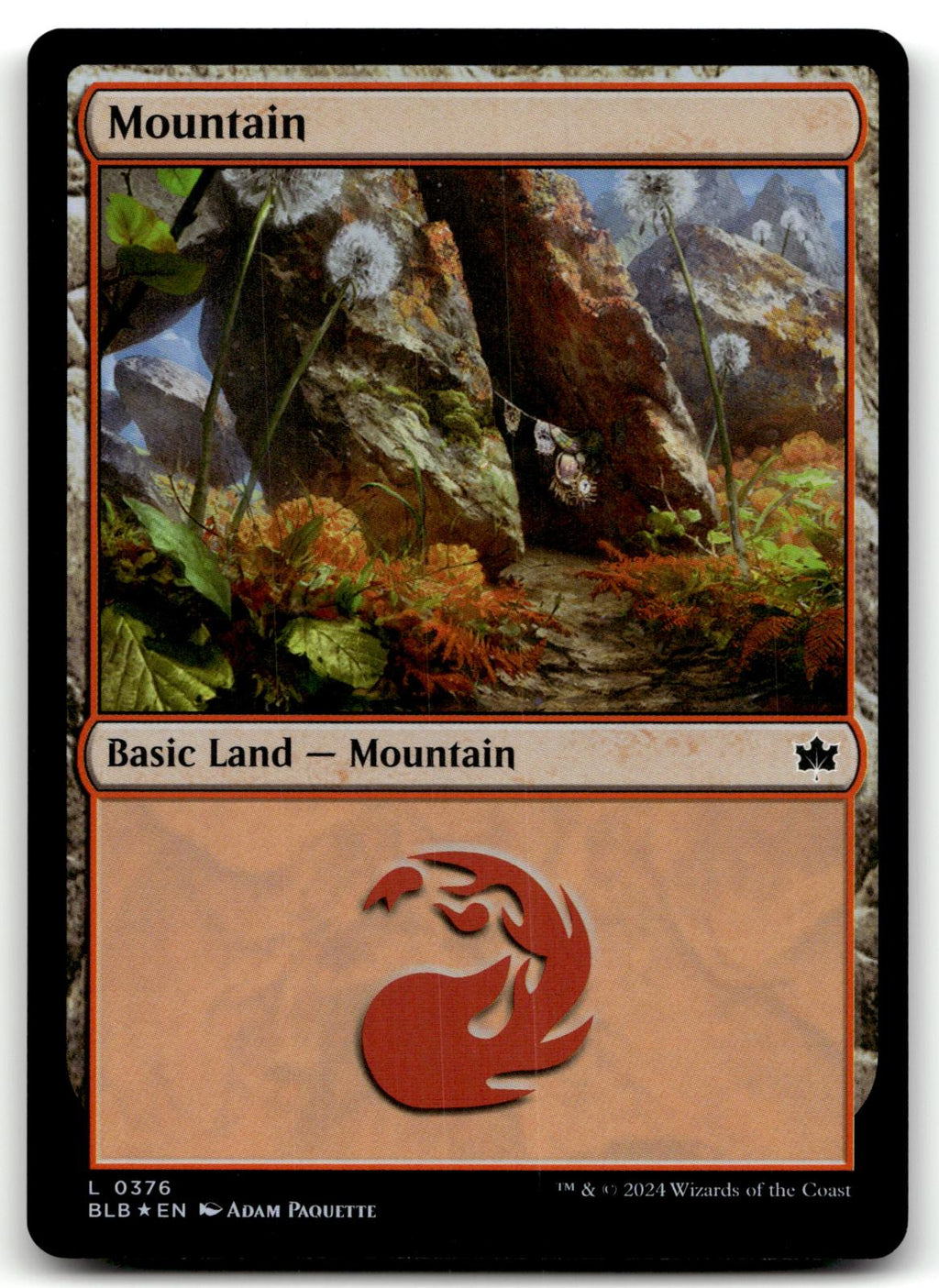 Mountain (0376) 376 Land Bloomburrow Magic: The Gathering Foil Near Mint