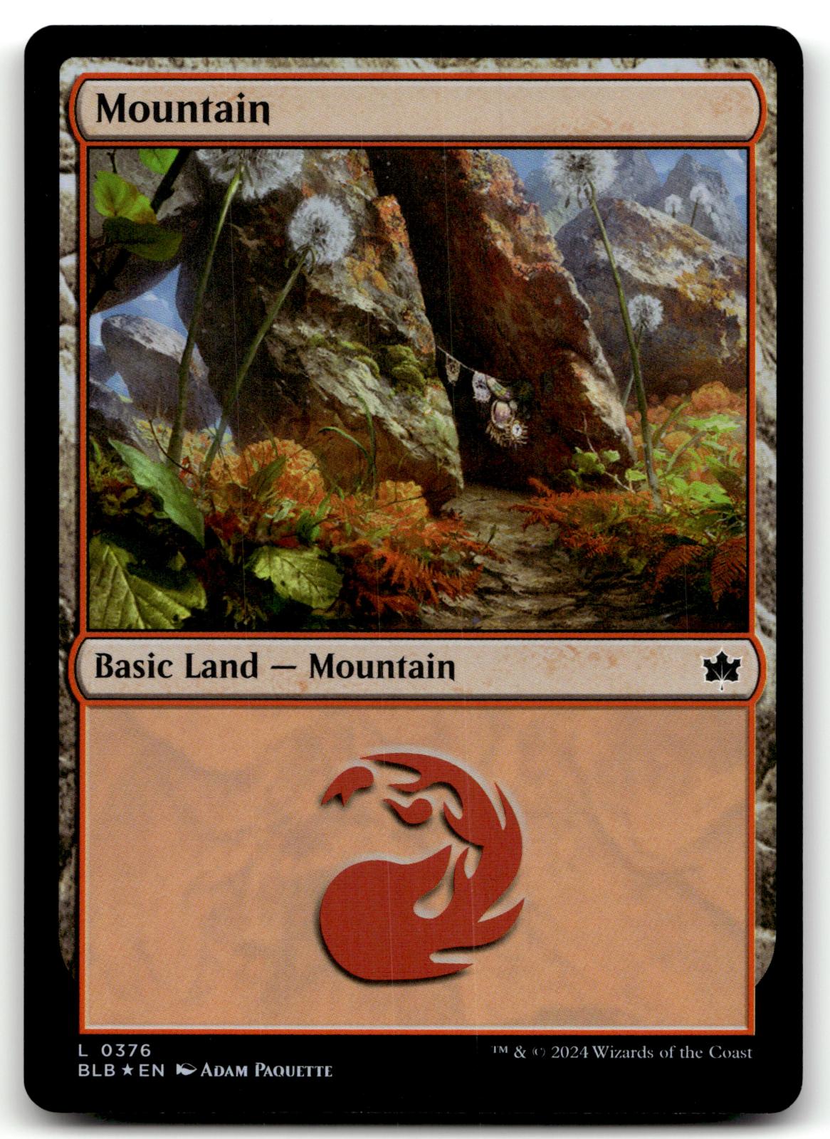Mountain (0376) 376 Land Bloomburrow Magic: The Gathering Foil Near Mint