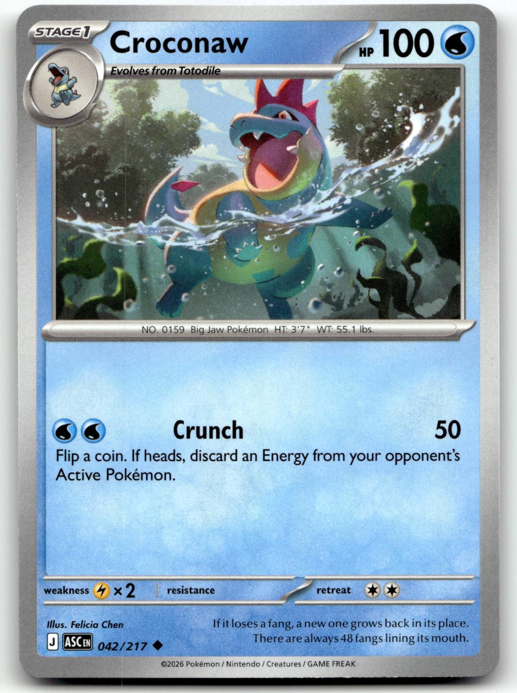 Croconaw 042/217 Uncommon Ascended Heroes Pokemon Near Mint