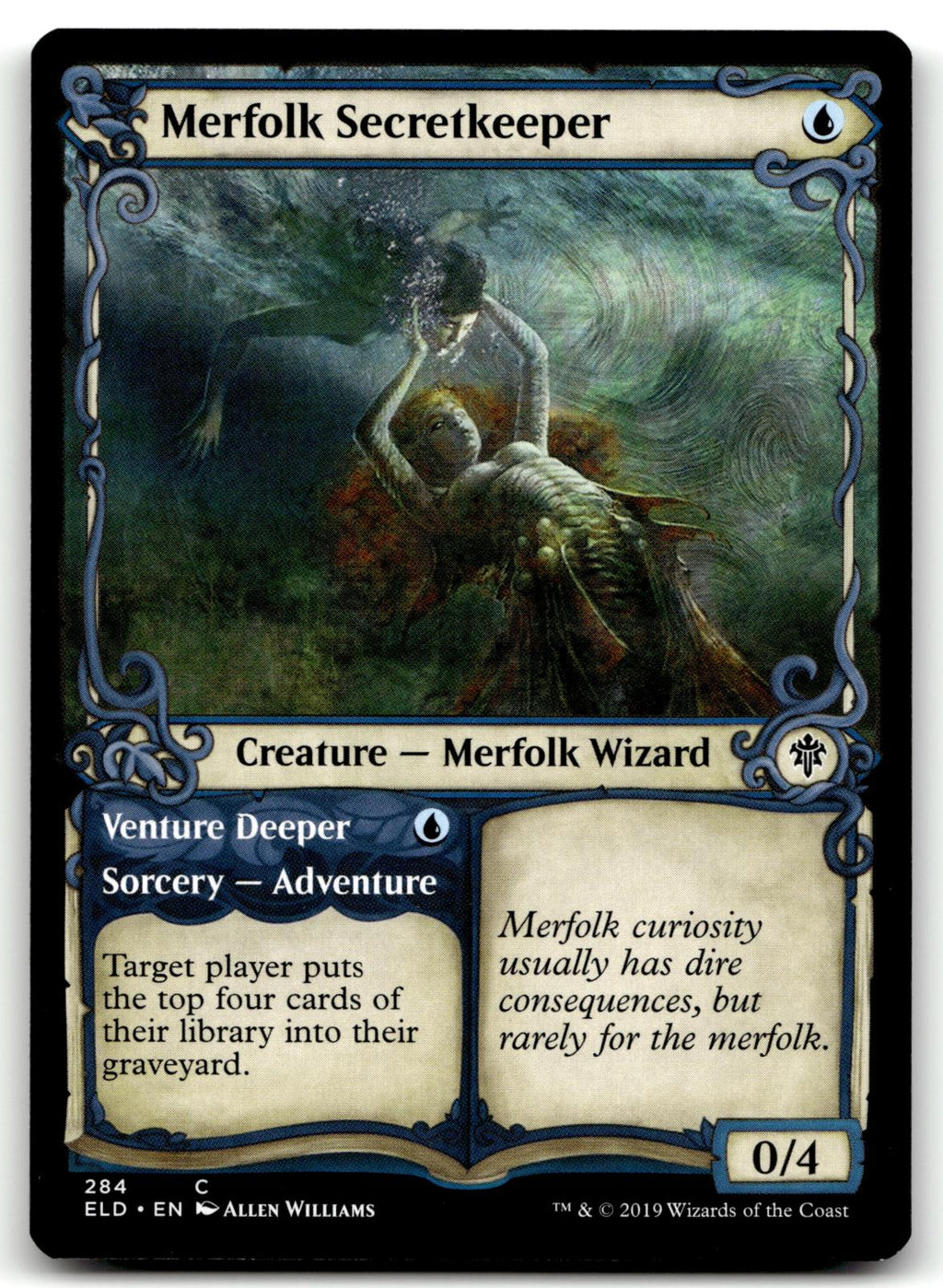 Merfolk Secretkeeper (Showcase) 284 Throne of Eldraine Magic: The Gathering NM