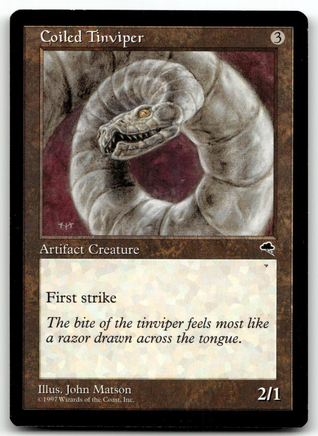Coiled Tinviper 279 Common Tempest Magic: The Gathering Near Mint