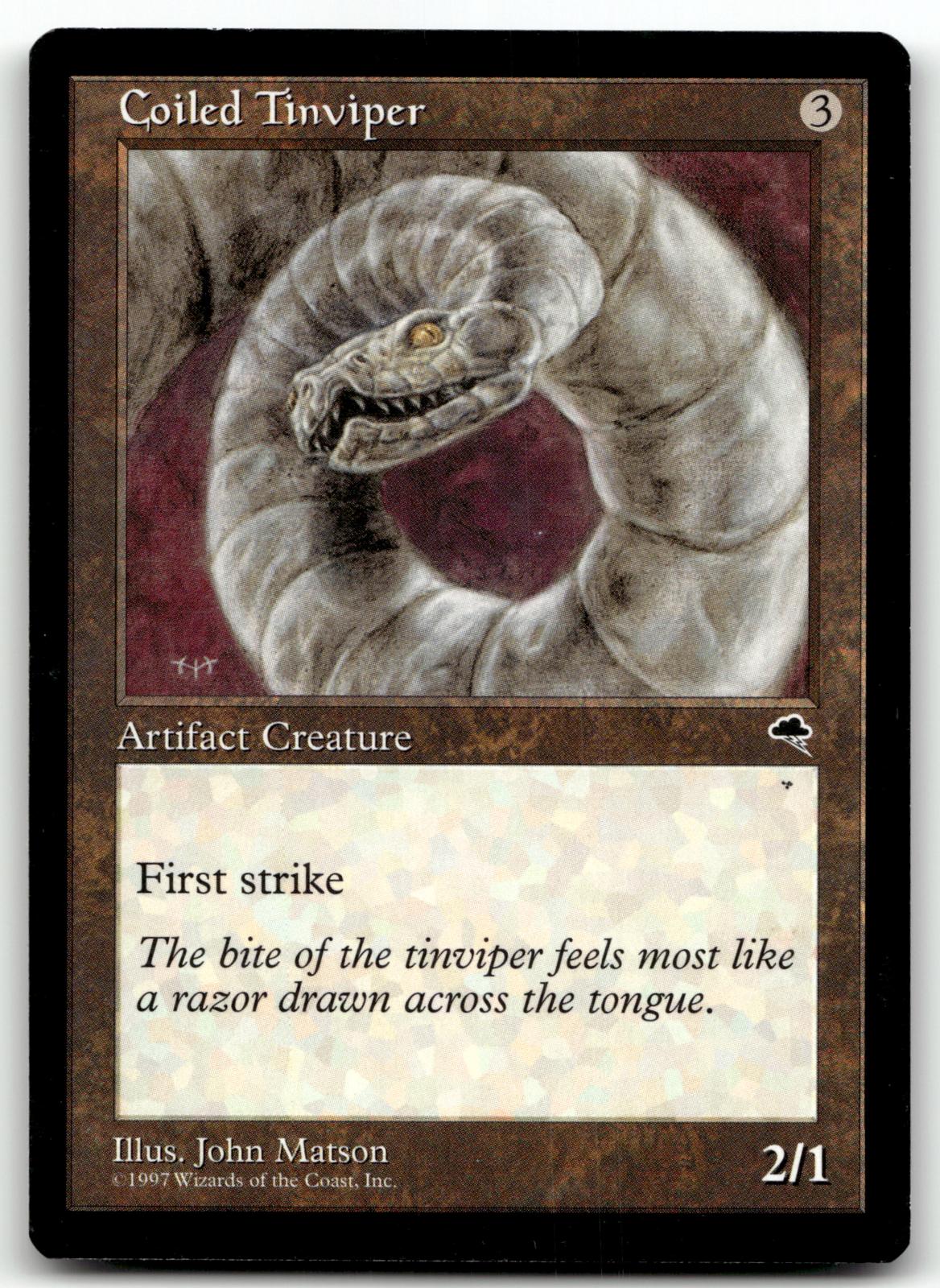 Coiled Tinviper 279 Common Tempest Magic: The Gathering Near Mint